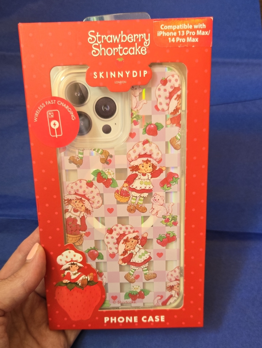 New Strawberry Shortcake Pink Strawberry Phone Case for iPhone 13/14 Pro Max